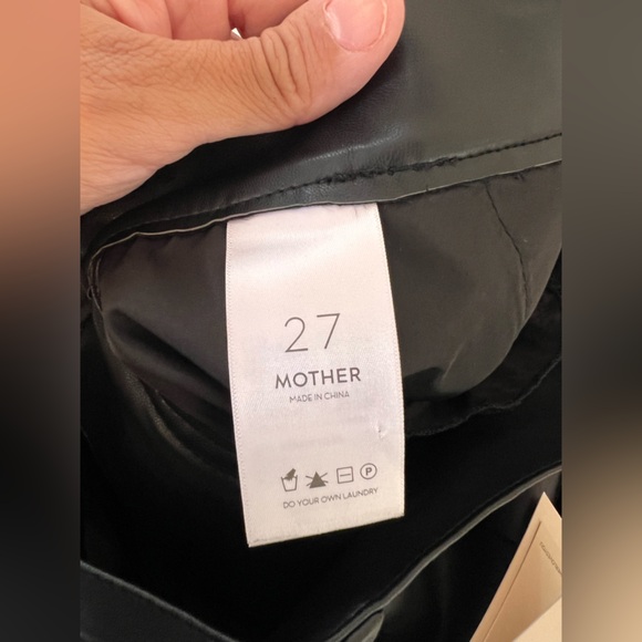 MOTHER High Waisted Tunnel Vision Pleated Wide Leg Faux Leather Pants Size 27 - Picture 10 of 16